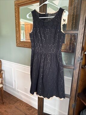 Donna Ricco Sleeveless Black Eyelet Fit & Flare Dress Size 6